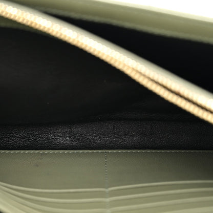 Grain De Poudre Matelasse Chevron Monogram Chain Wallet Light Sage