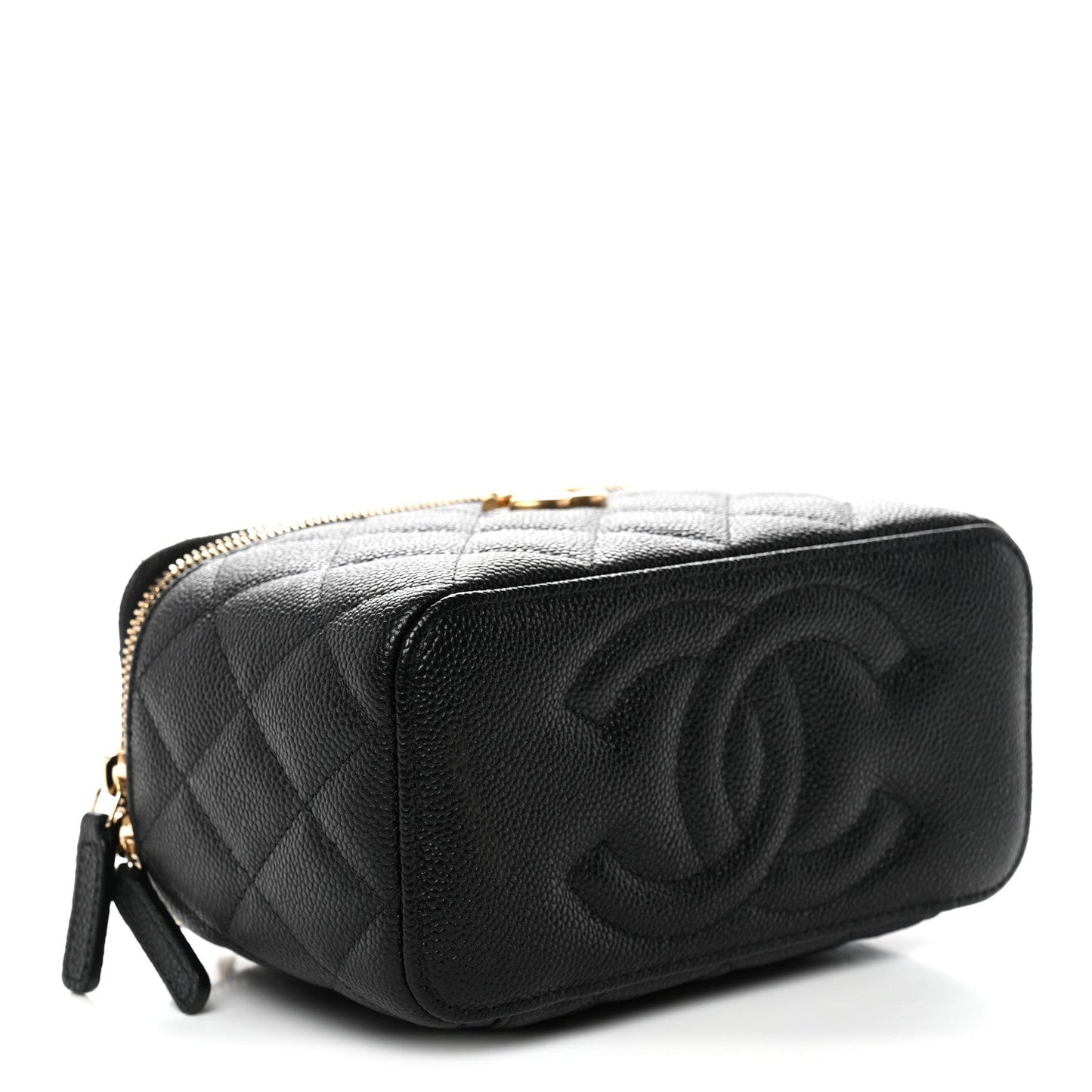 Caviar Quilted Sweetheart Vanity Case Black