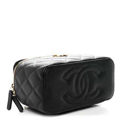 Caviar Quilted Sweetheart Vanity Case Black