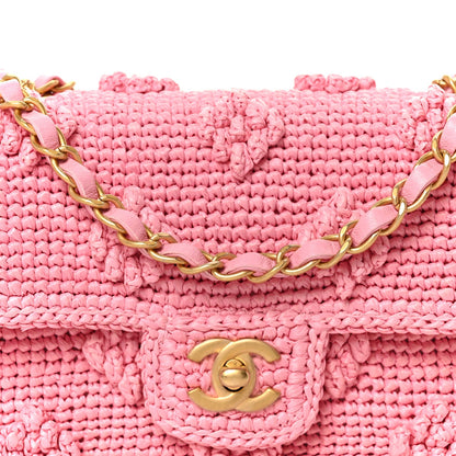 Raffia Small Dolce Raffia Flap Bag Pink