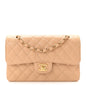 Caviar Quilted Small Double Flap Beige