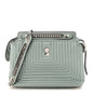 Shiny Nappa Trapuntata Small DotCom Click Top Handle Chain Satchel Light Blue