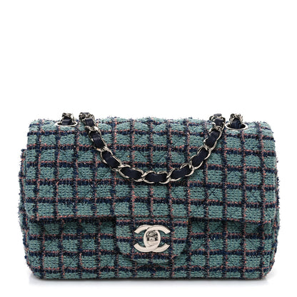 Tweed Quilted Mini Rectangular Flap Green Navy Dark Beige