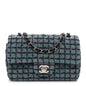Tweed Quilted Mini Rectangular Flap Green Navy Dark Beige