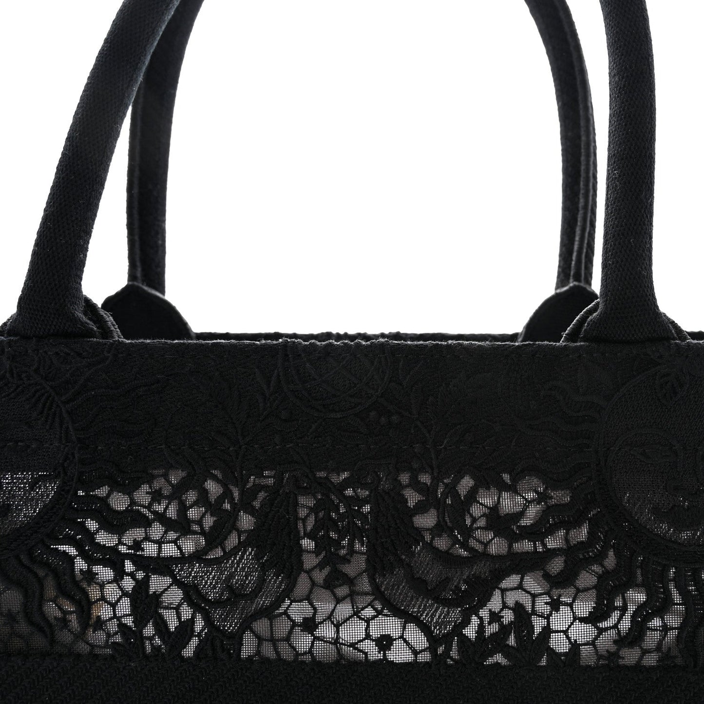 Embroidered 3D Macrame D-Lace Sun Medium Book Tote Black