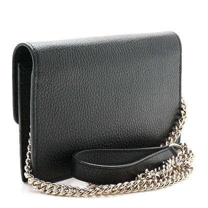 Dollar Calfskin Interlocking G Chain Wallet Black