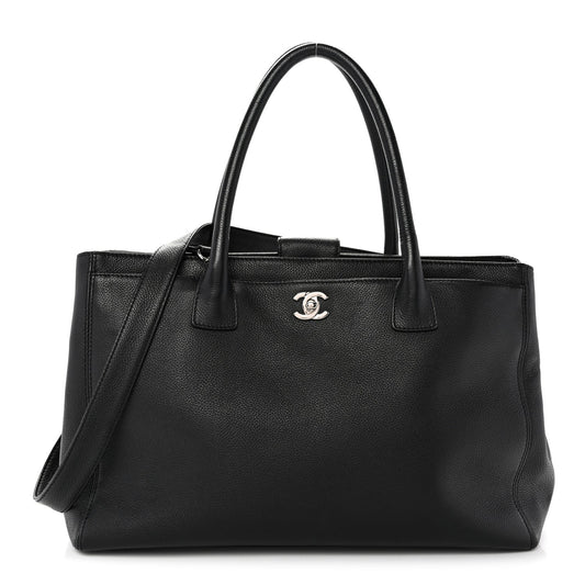 Calfskin Cerf Executive Shopper Tote Black