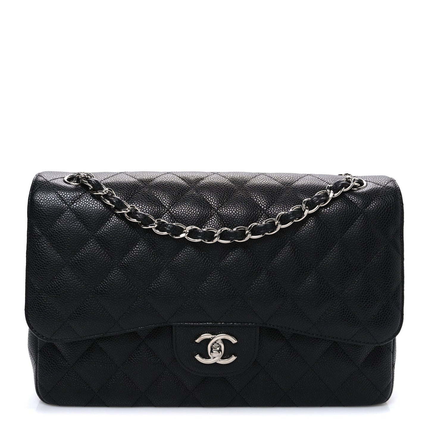 Caviar Quilted Jumbo Double Flap Black