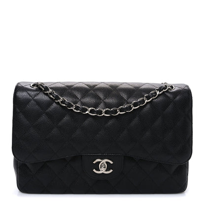 Caviar Quilted Jumbo Double Flap Black