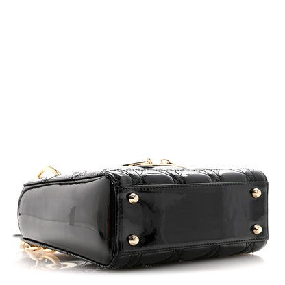 Patent Cannage Mini Lady Dior Black