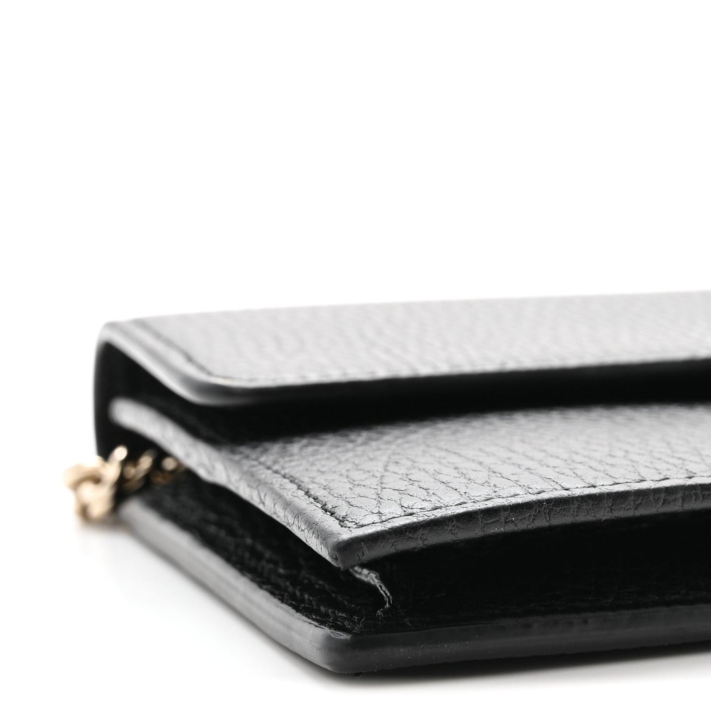 Dollar Calfskin Interlocking G Chain Wallet Black