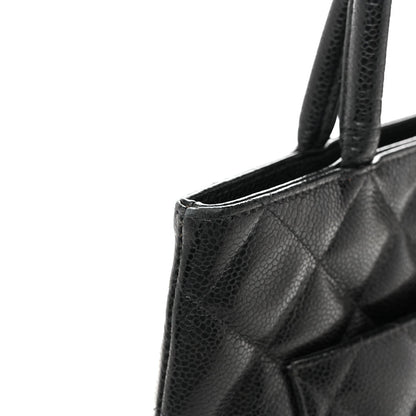 Caviar Quilted Medallion Tote Black