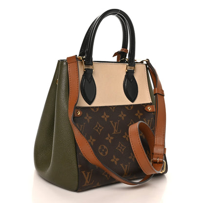 Calfskin Monogram Fold Tote PM Cream Khaki Black