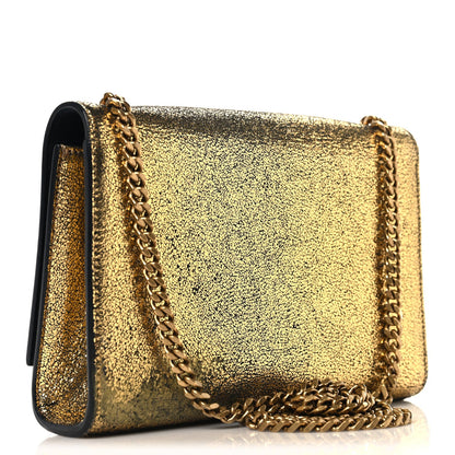 Metallic Calfskin Small Classic Monogram Kate Tassel Satchel Gold