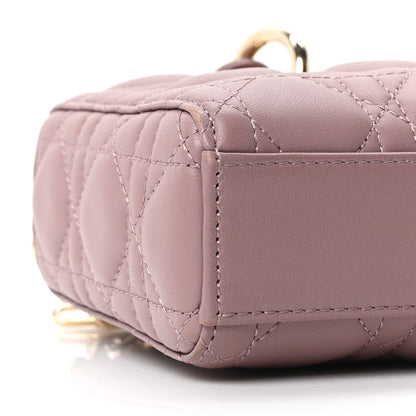 Lambskin Cannage Small Lady D-Joy Peony Pink