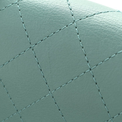 Calfskin Stitched Small Covered CC Flap Bag Green