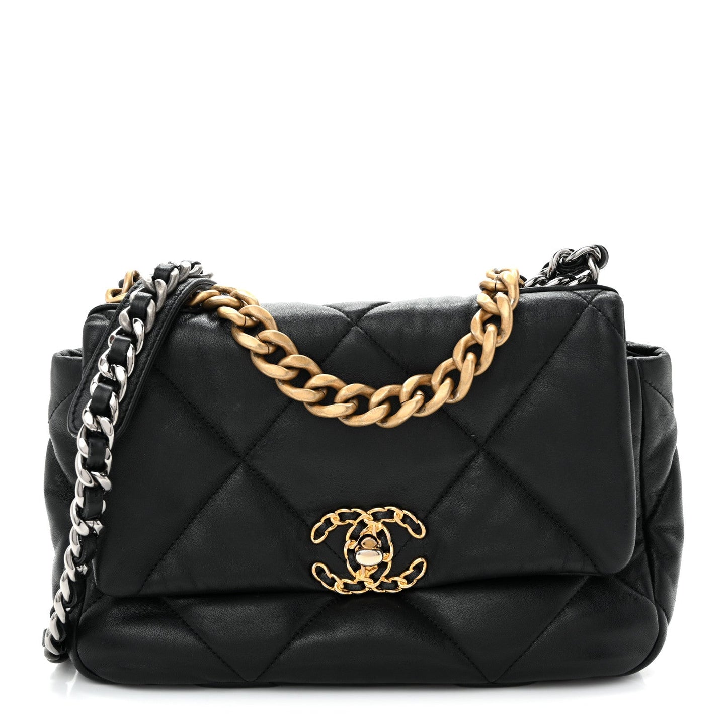 Lambskin Quilted Medium Chanel 19 Flap Black