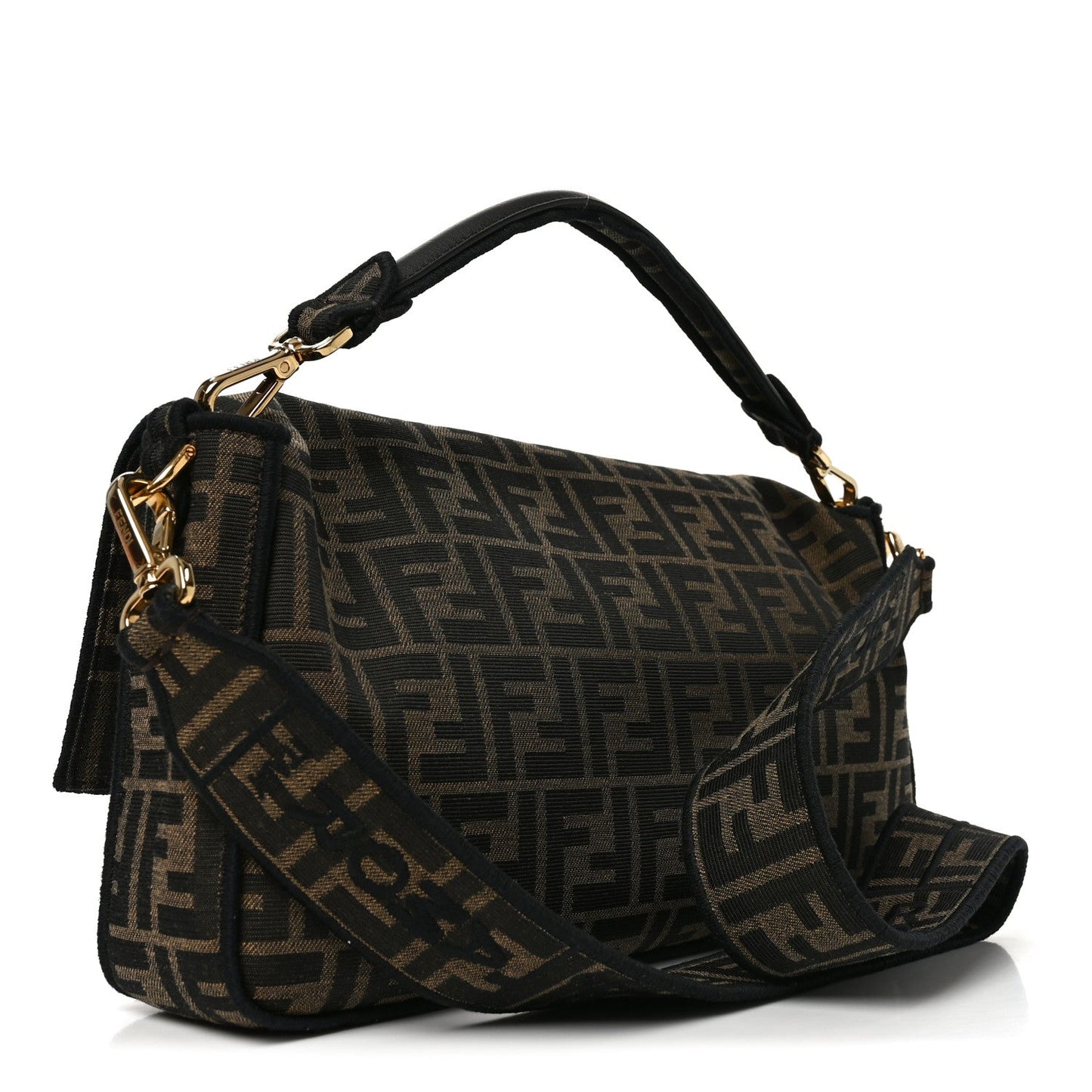 Fabric Jacquard FF 1974 Large Baguette Tobacco Moro Black
