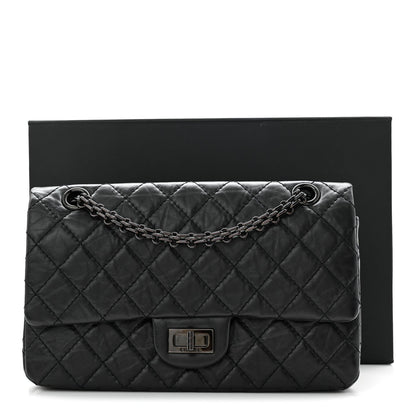 Aged Calfskin Quilted 2.55 Reissue 225 Flap So Black
