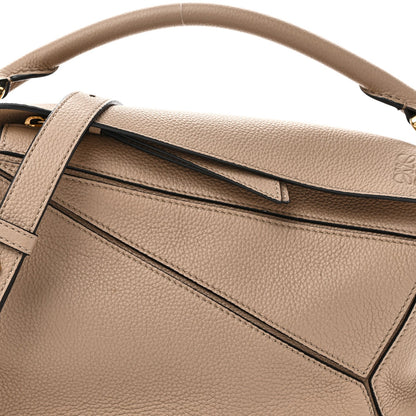 Grained Calfskin Small Puzzle Bag Sand