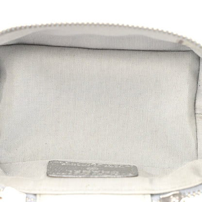 Metallic Caviar Quilted Mini Top Handle Vanity With Chain Silver