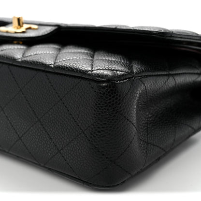 Caviar Quilted Medium Double Flap Black