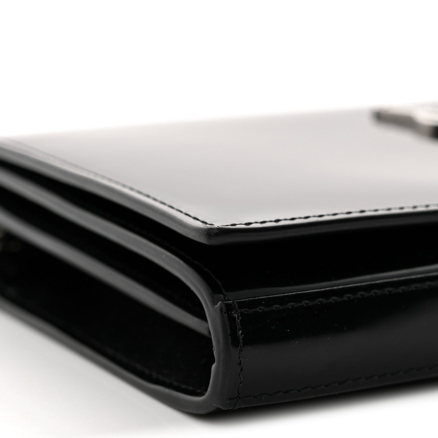 Glazed Calfskin Cassandre Wallet On Chain WOC Black