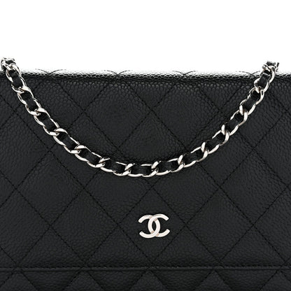 Caviar Quilted Wallet on Chain WOC Black
