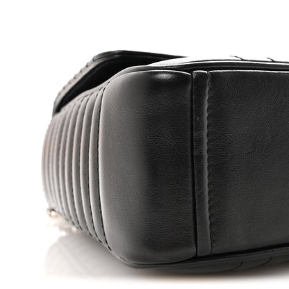 Soft Calfskin Impunture Diagramme Large Chain Flap Shoulder Bag Black