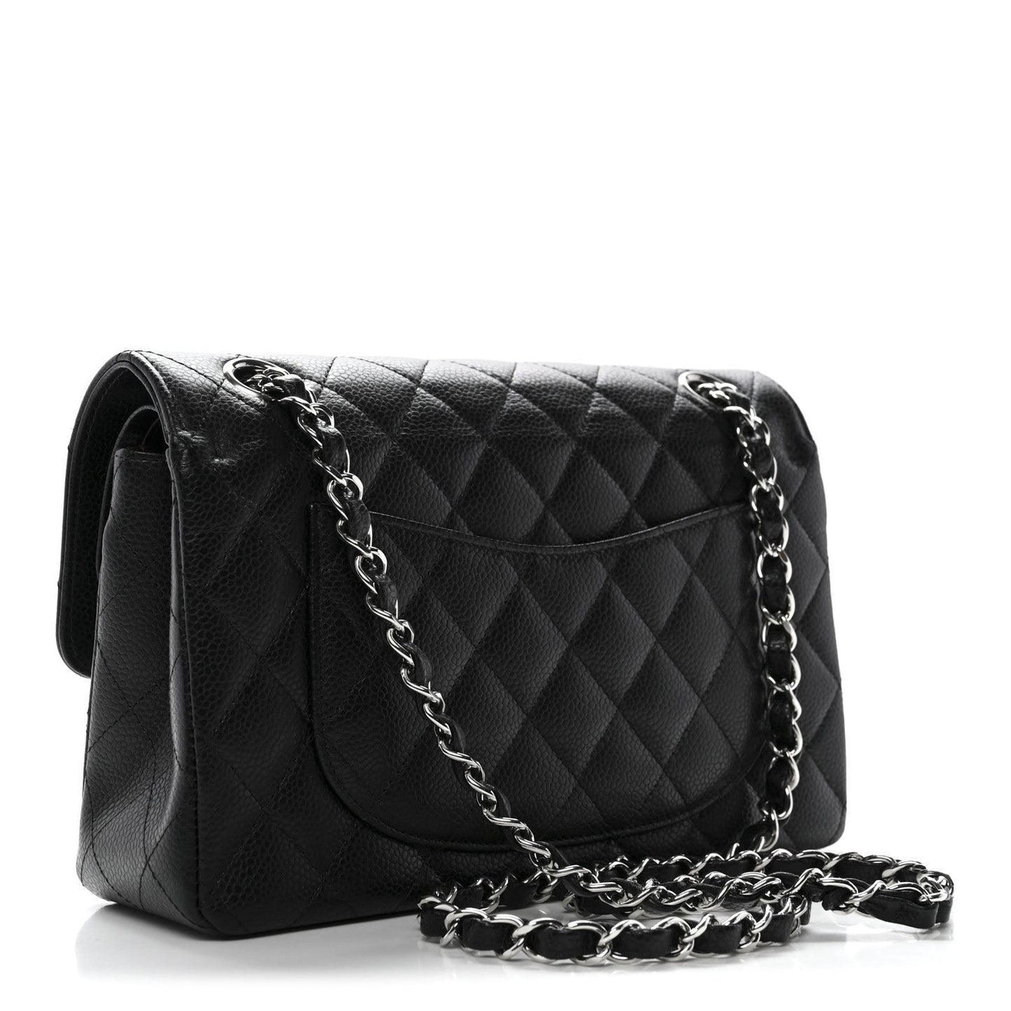 Caviar Quilted Small Double Flap Black