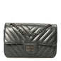 Metallic Aged Calfskin Chevron Quilted 2.55 Reissue Mini Flap Grey