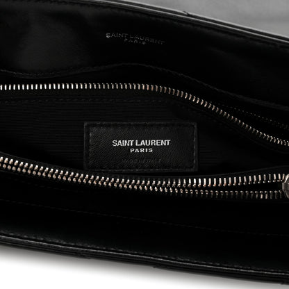 Calfskin Y Quilted Monogram Medium Loulou Chain Satchel Black