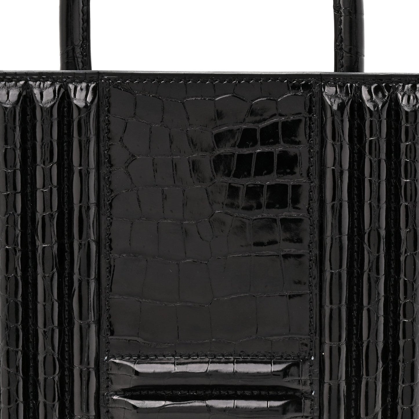 Shiny Porosus Crocodile Lisse Kelly Cadena Clutch Black