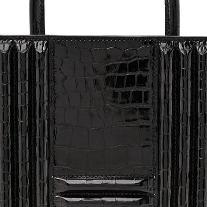 Shiny Porosus Crocodile Lisse Kelly Cadena Clutch Black