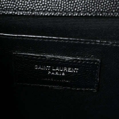 Grain De Poudre Textured Mixed Matelasse Triquilt Medium Monogram Satchel Black