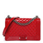 Patent Calfskin New Medium Plexiglass Boy Flap Red