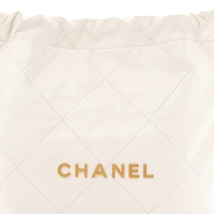 Shiny Calfskin Quilted Small Chanel 22 White