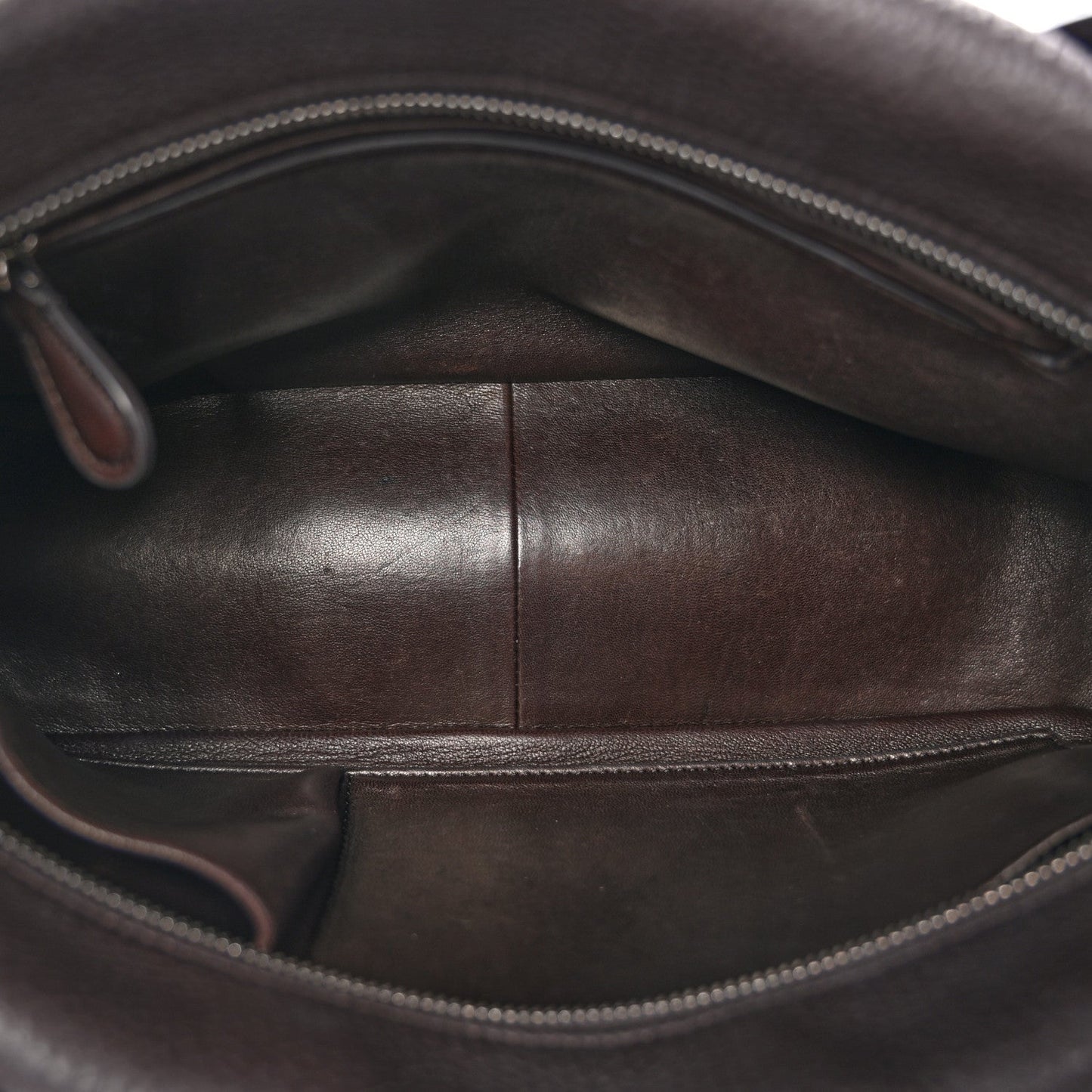 Grained Calfskin E/W Top Handle Bag Deep Brown