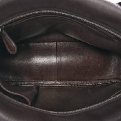 Grained Calfskin E/W Top Handle Bag Deep Brown