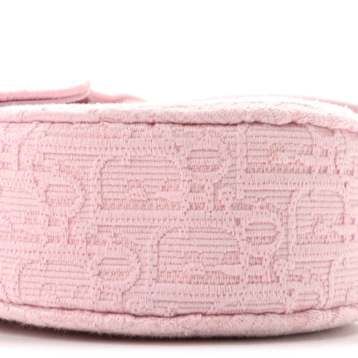 Oblique Embroidered Lace Dioramour Small Saddle Bag With Strap Soupir Pink White