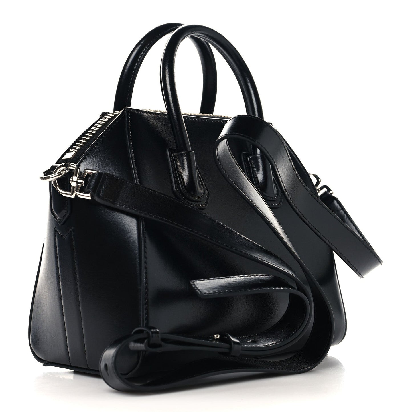Shiny Lord Calfskin Mini Antigona Black