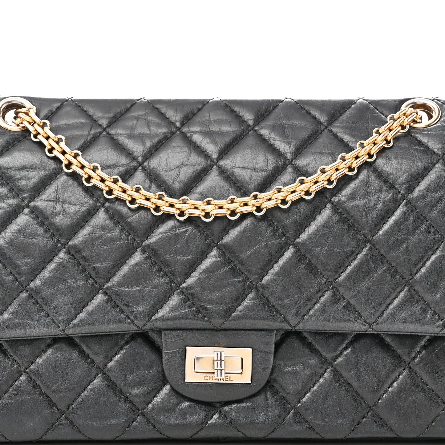 Aged Calfskin Quilted 2.55 Reissue 226 Flap Black