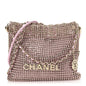Crystal Embellished Metallic Lambskin Mini Chanel 22 Light Pink