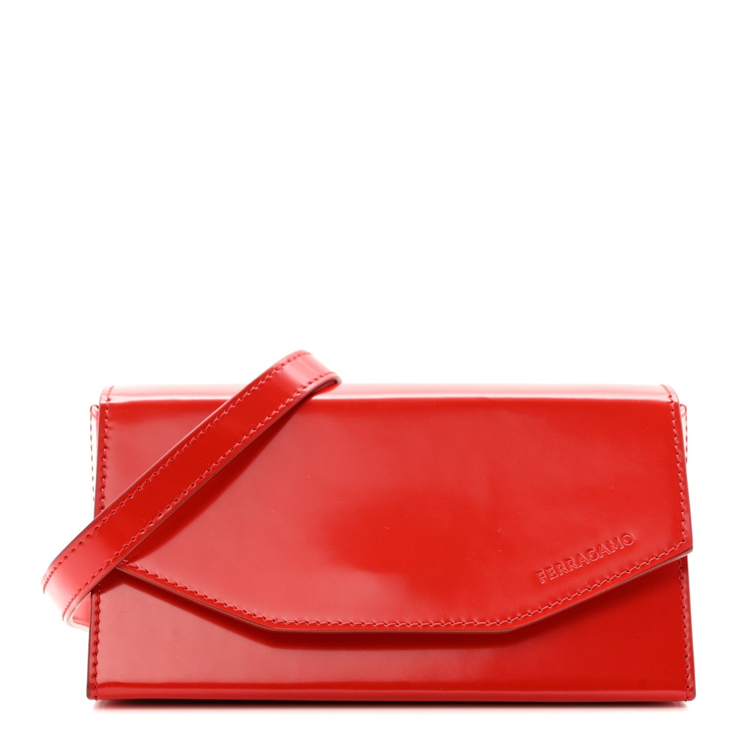 Brushed Calfskin Mini Geometric Clutch Bag Flame Red