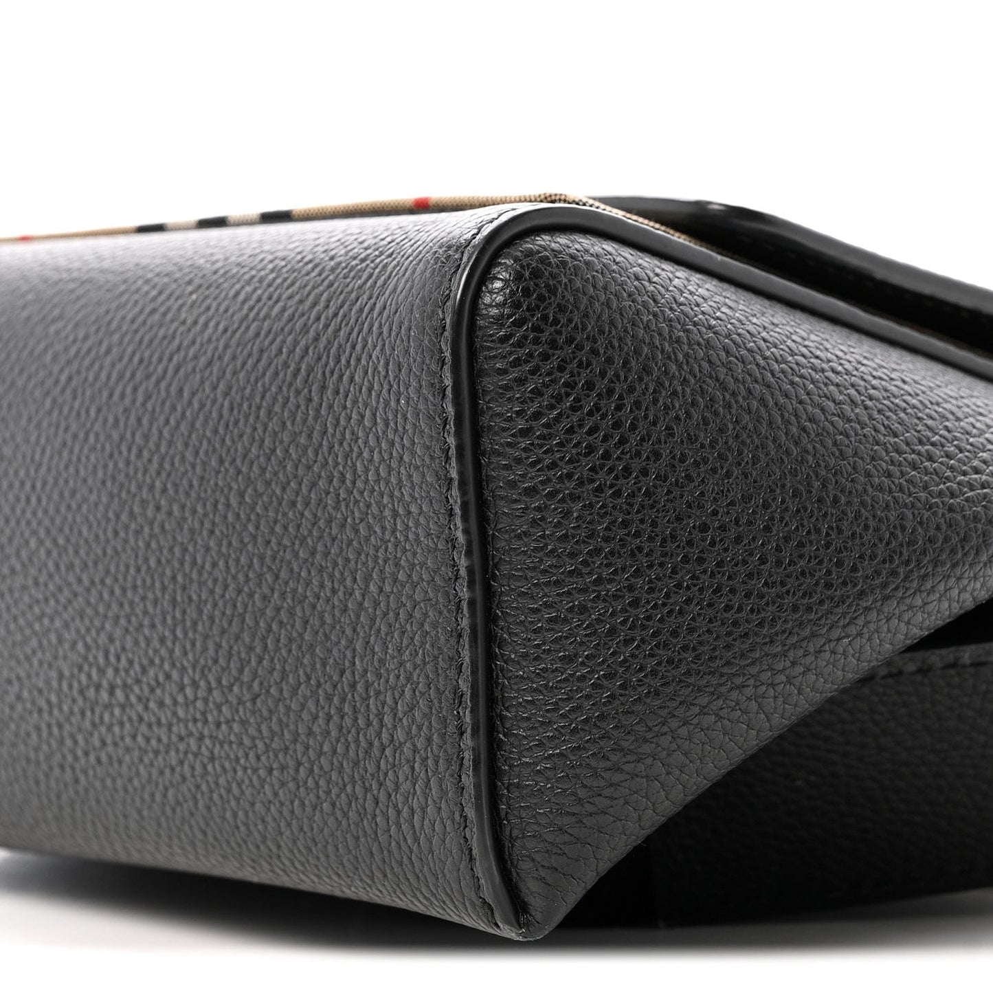 Coated Canvas Calfskin Vintage Check Medium Note Crossbody Bag Black