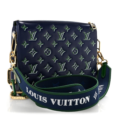 Lambskin Embossed Monogram Coussin PM Blue Green