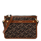Coated Canvas Medium La Greca Signature Pouch Black Caramel