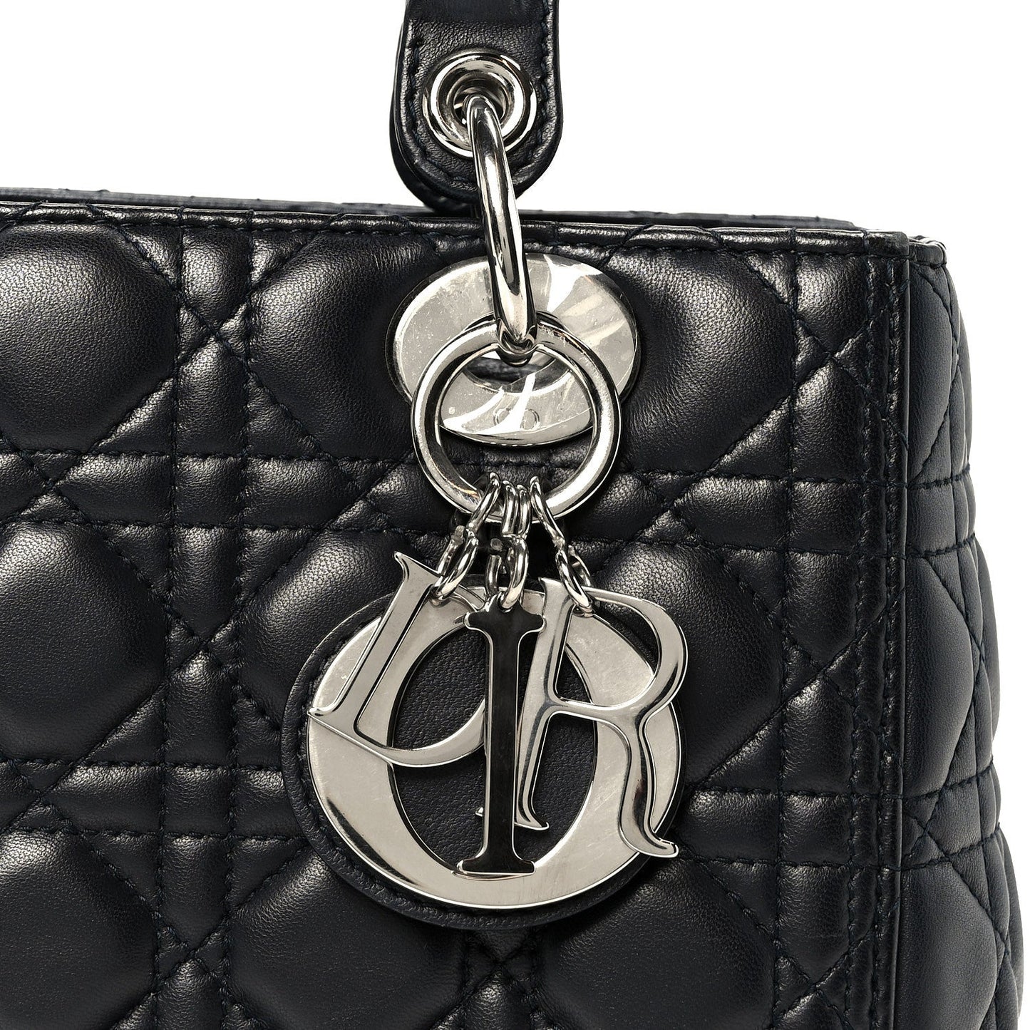 Lambskin Cannage Medium Lady Dior Navy Blue