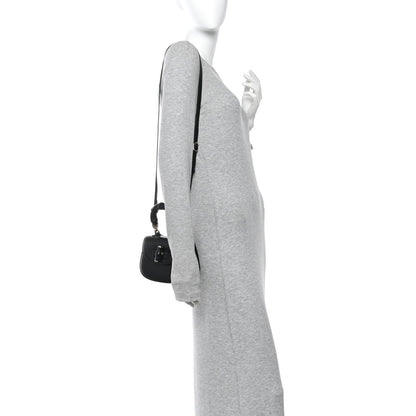 Boarded Dyana Lux Calfskin Web Monochrome Mini Bamboo 1947 Top Handle Bag Black