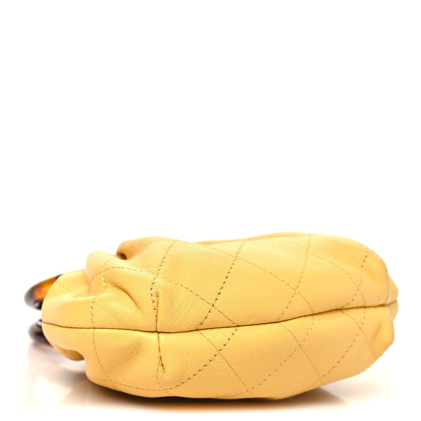 Lambskin Plexiglass Tortoise Shell Quilted Mini Pouch Yellow
